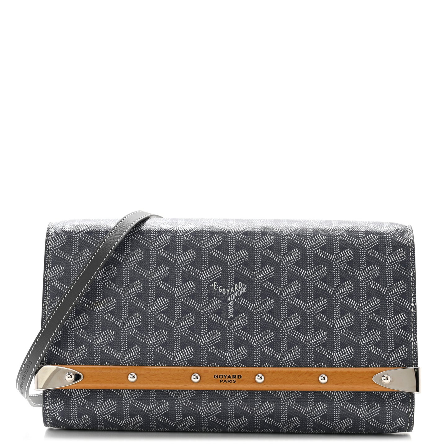 Goyardine Monte Carlo Bois Clutch With Strap Gray