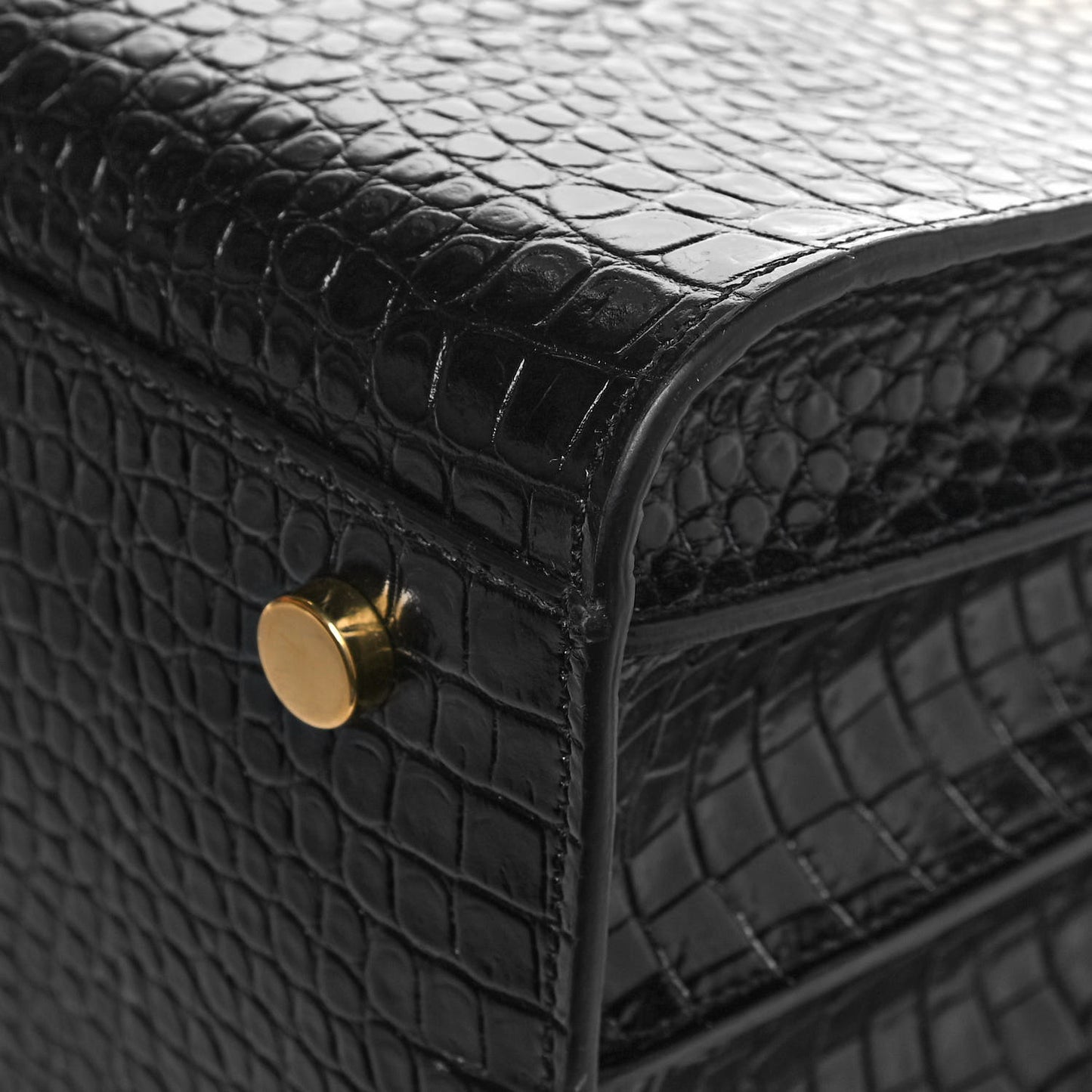 Patent Crocodile Embossed Small Sac de Jour Black
