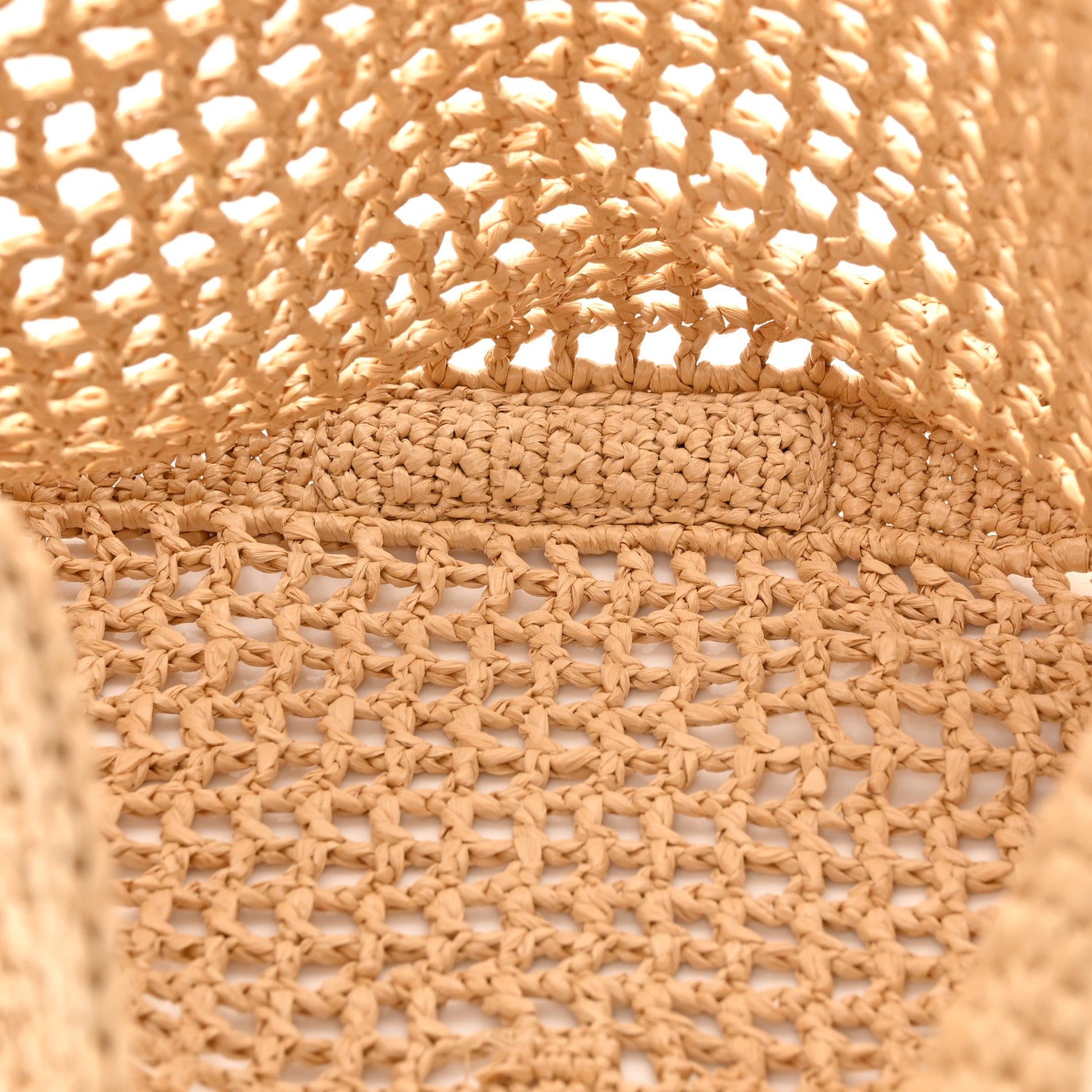 Prada Yarn Raffia Effect Crochet Logo Embroidered Tote Bag Naturale 5 of 9