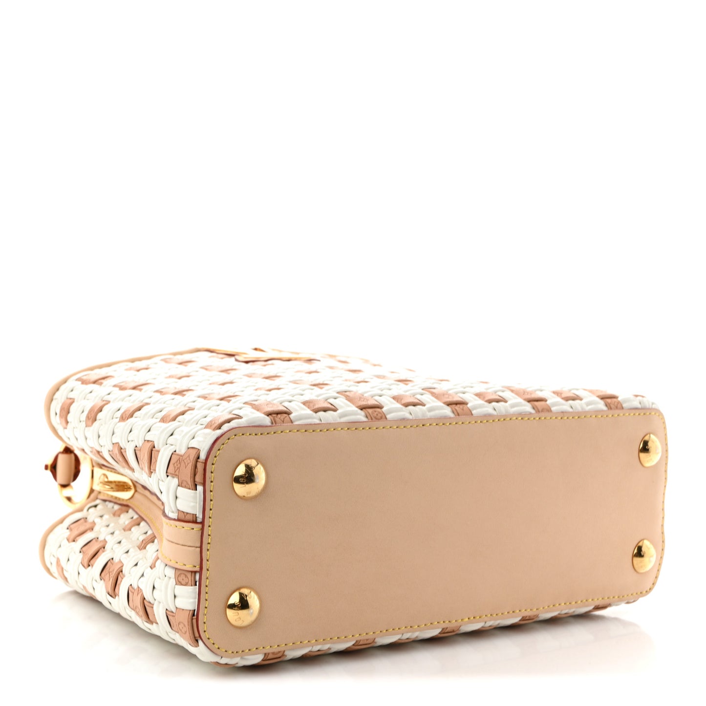 Woven Calfskin Heavenly Capucines BB White Natural