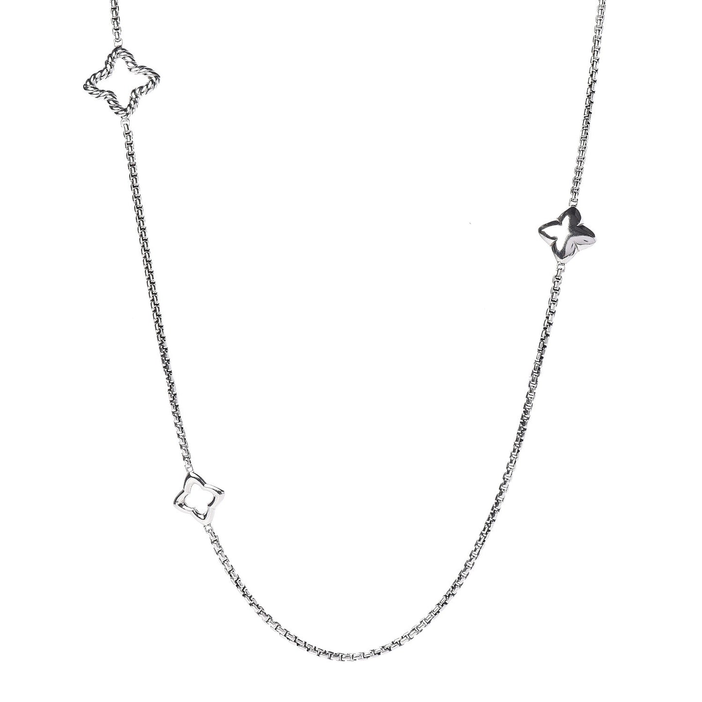 Sterling Silver 25mm Quatrefoil Chain Necklace