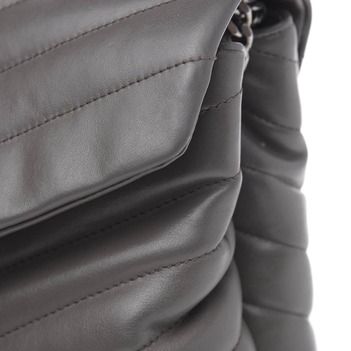 Calfskin Y Quilted Monogram Medium Loulou Chain Satchel Asphalt