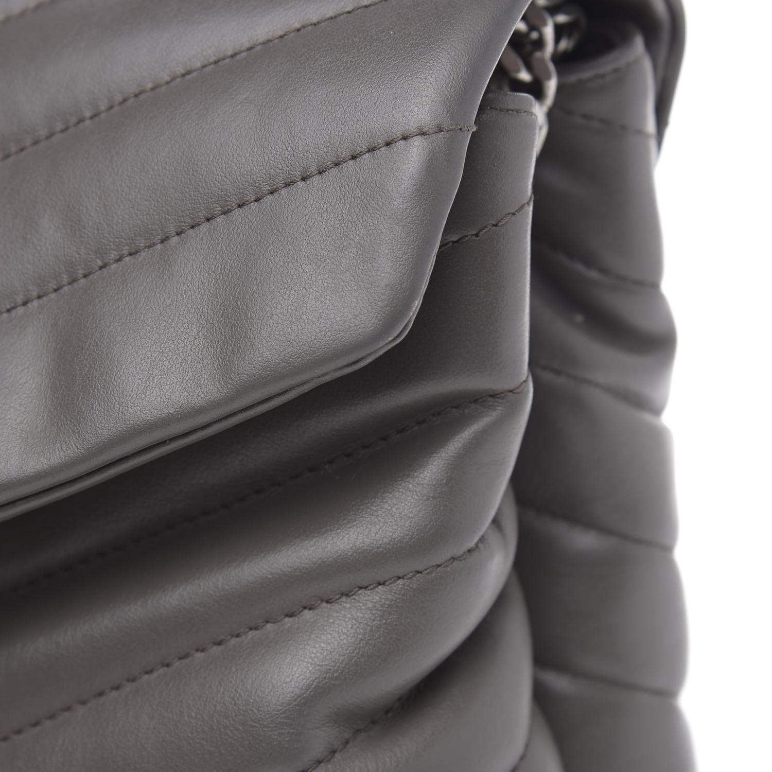 Saint Laurent Calfskin Y Quilted Monogram Medium Loulou Chain Satchel Asphalt 11 of 16