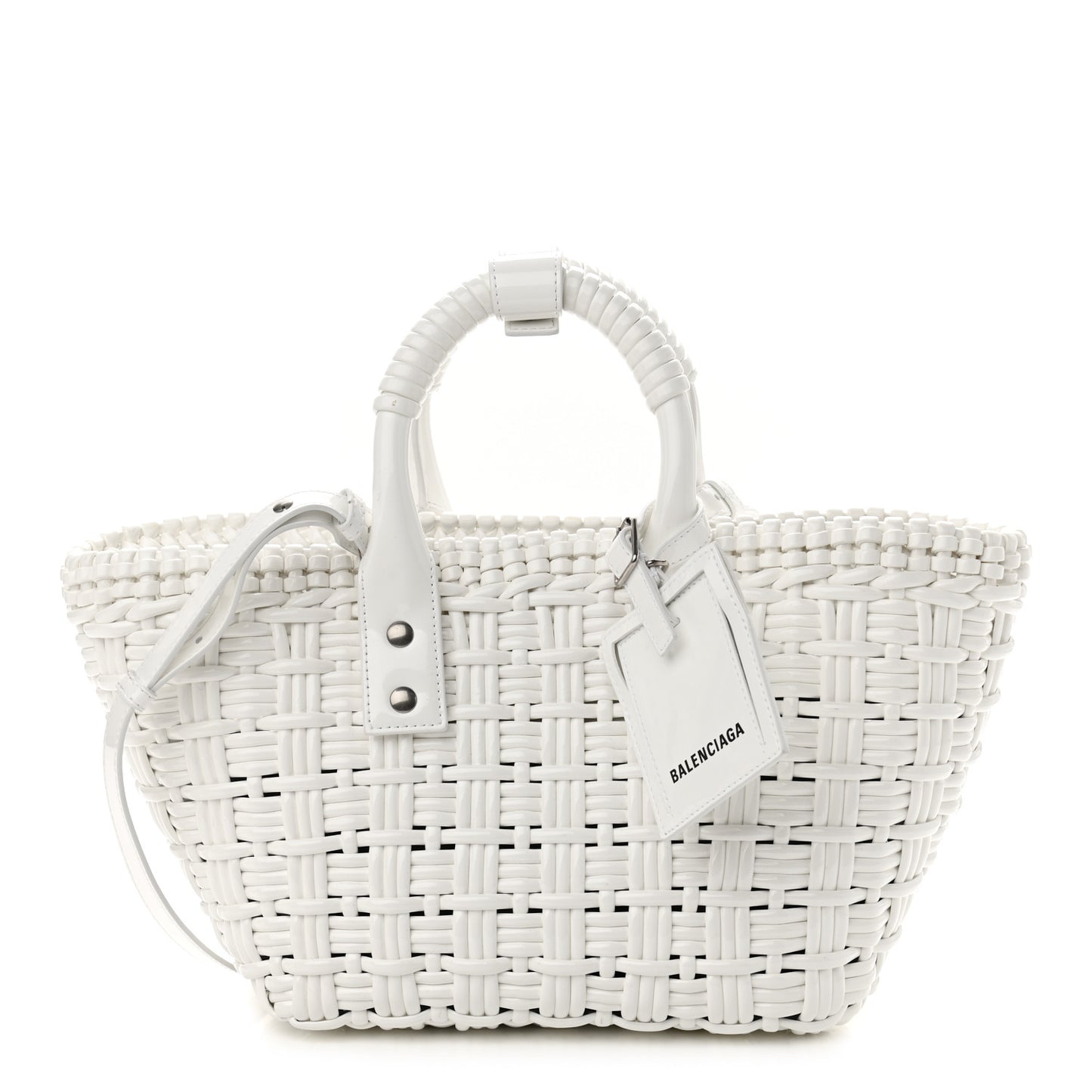Varnished Faux Calfskin Braided XS Bistro Basket White