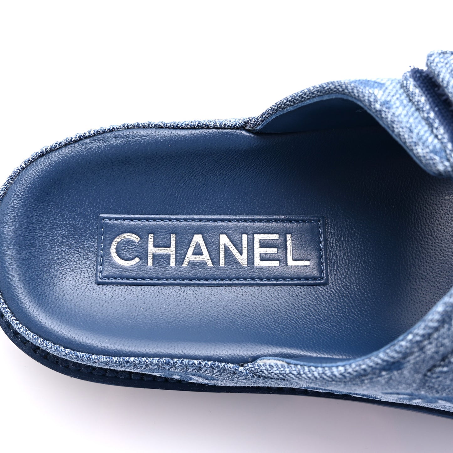 Denim CC Velcro Dad Chain CC Slide Sandals 36 Blue
