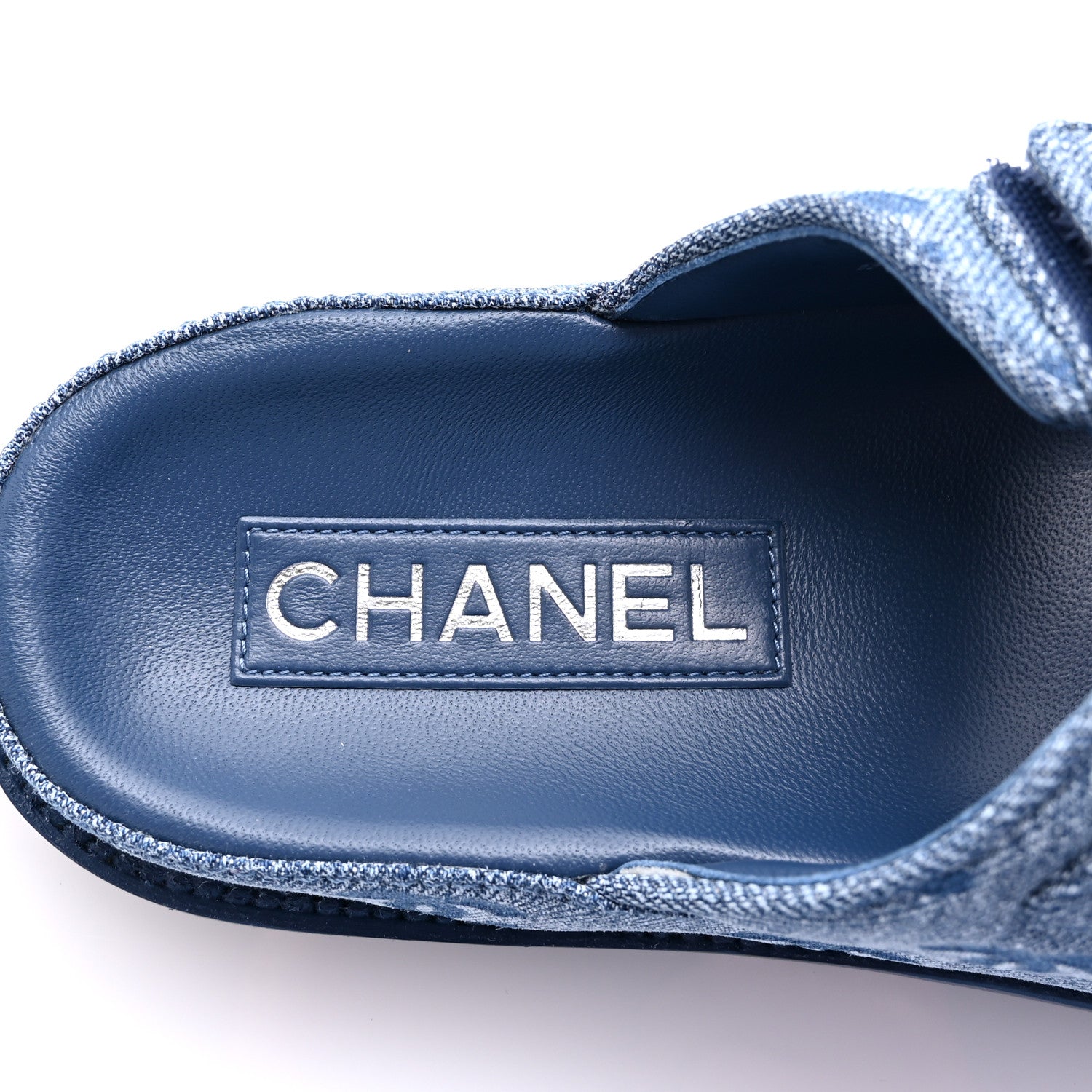 Chanel Denim CC Velcro Dad Chain CC Slide Sandals 36 Blue 8 of 10