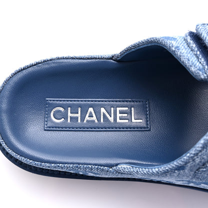 Chanel Denim CC Velcro Dad Chain CC Slide Sandals 36 Blue 8 of 10