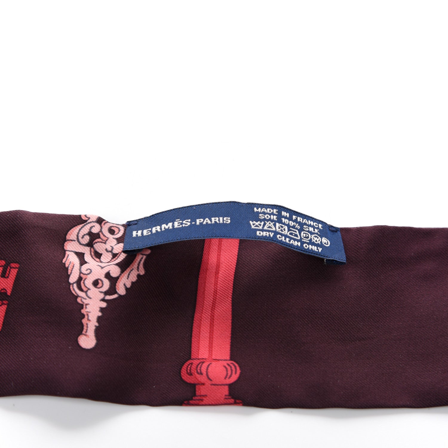 Hermes Silk Les Cles Twilly Bordeaux 2 of 2