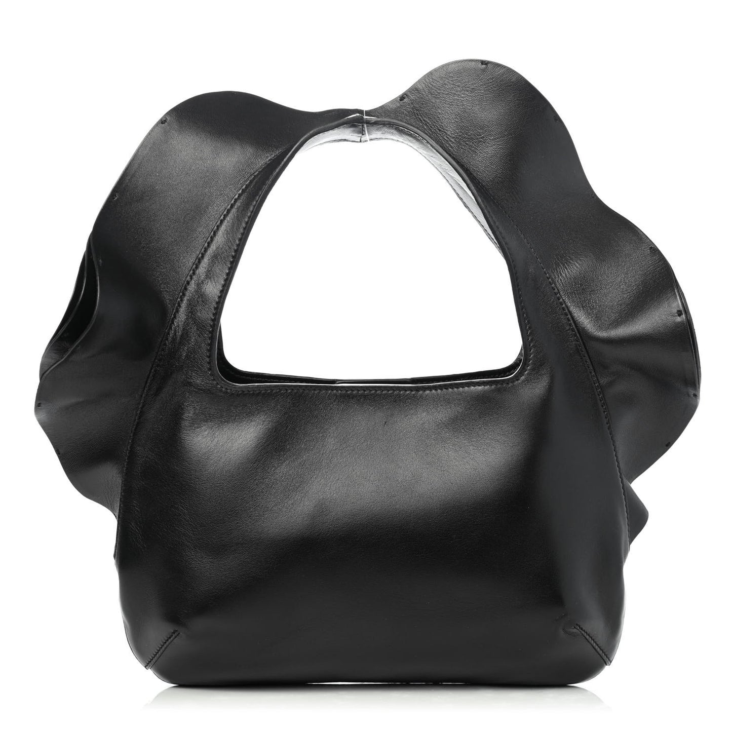 Nappa Atelier 04 Rouches Edition Small Ruffle Hobo Black