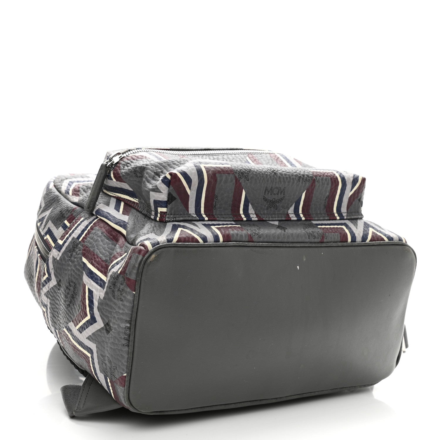 MCM Visetos Chevron Stripe Medium Backpack Phantom Grey Multicolor 4 of 11