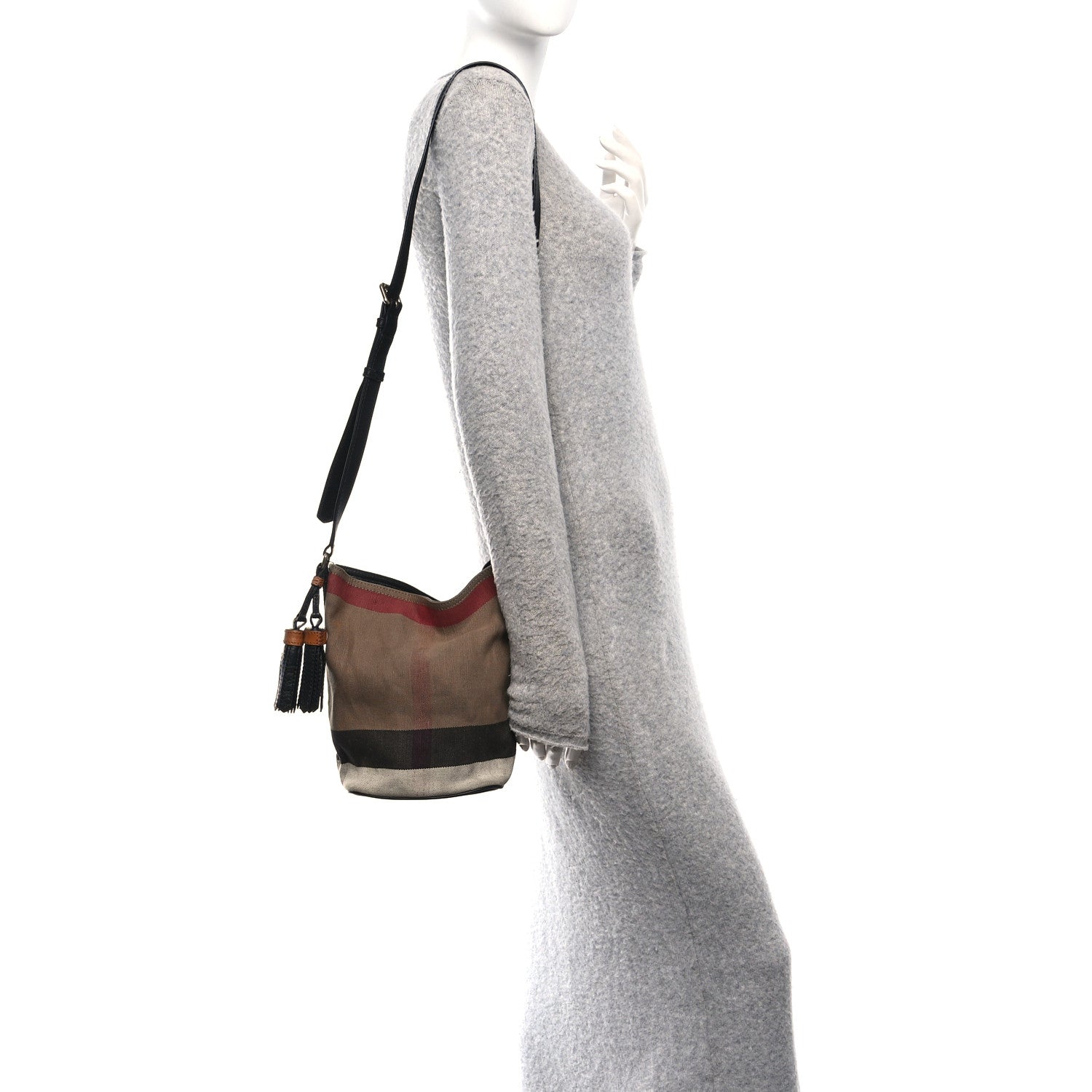 Burberry Canvas Mega Check Medium Ashby Bucket Bag Brown 2 of 10