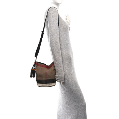 Burberry Canvas Mega Check Medium Ashby Bucket Bag Brown 2 of 10