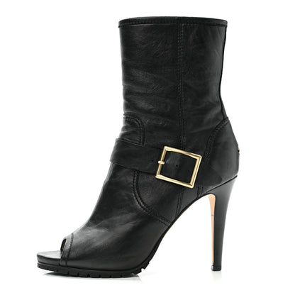 Jimmy Choo Lambskin Deja Biker Boots 39.5 Black 1 of 9