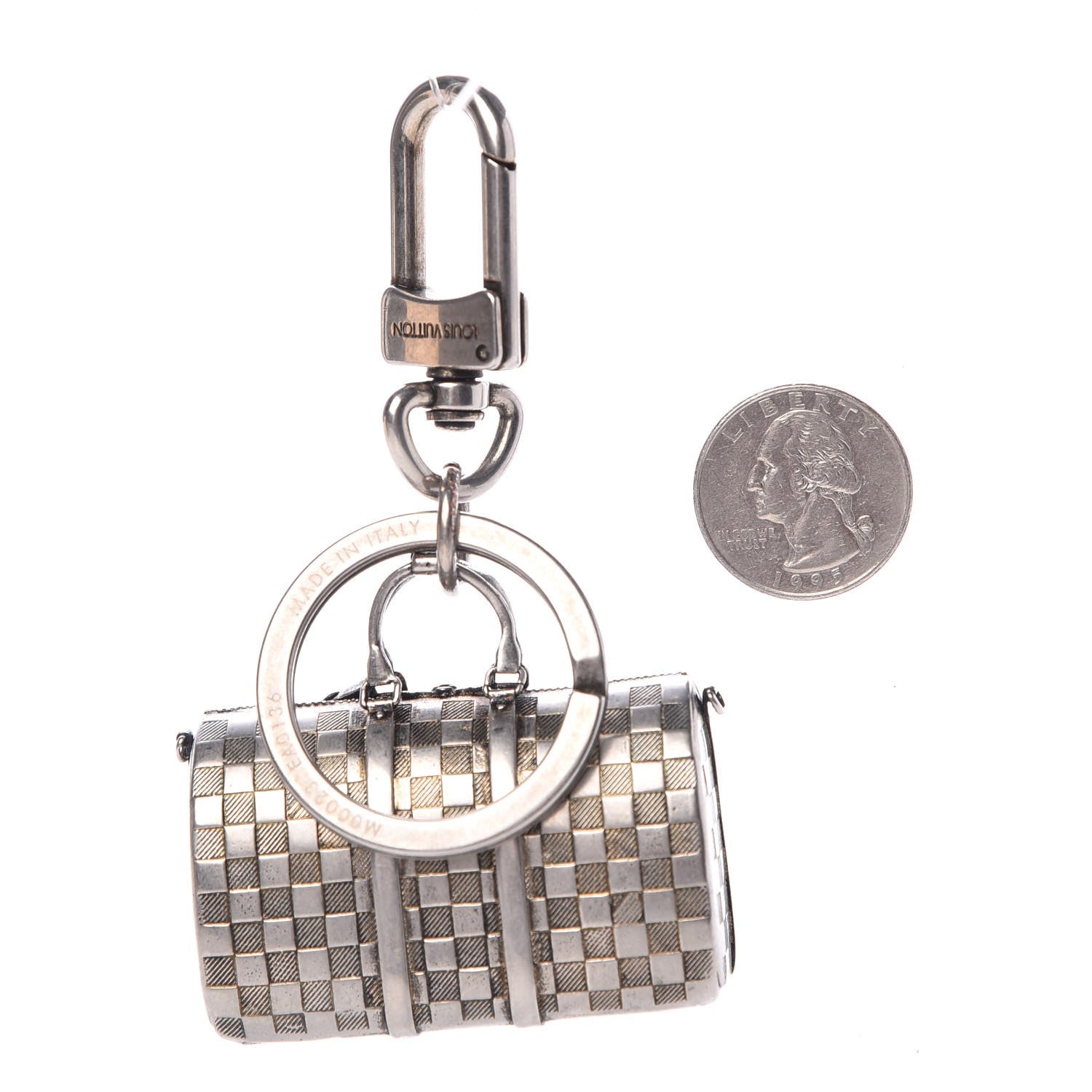 Louis Vuitton Brushed Palladium The Keepall Key Holder Bag Charm 2 of 3