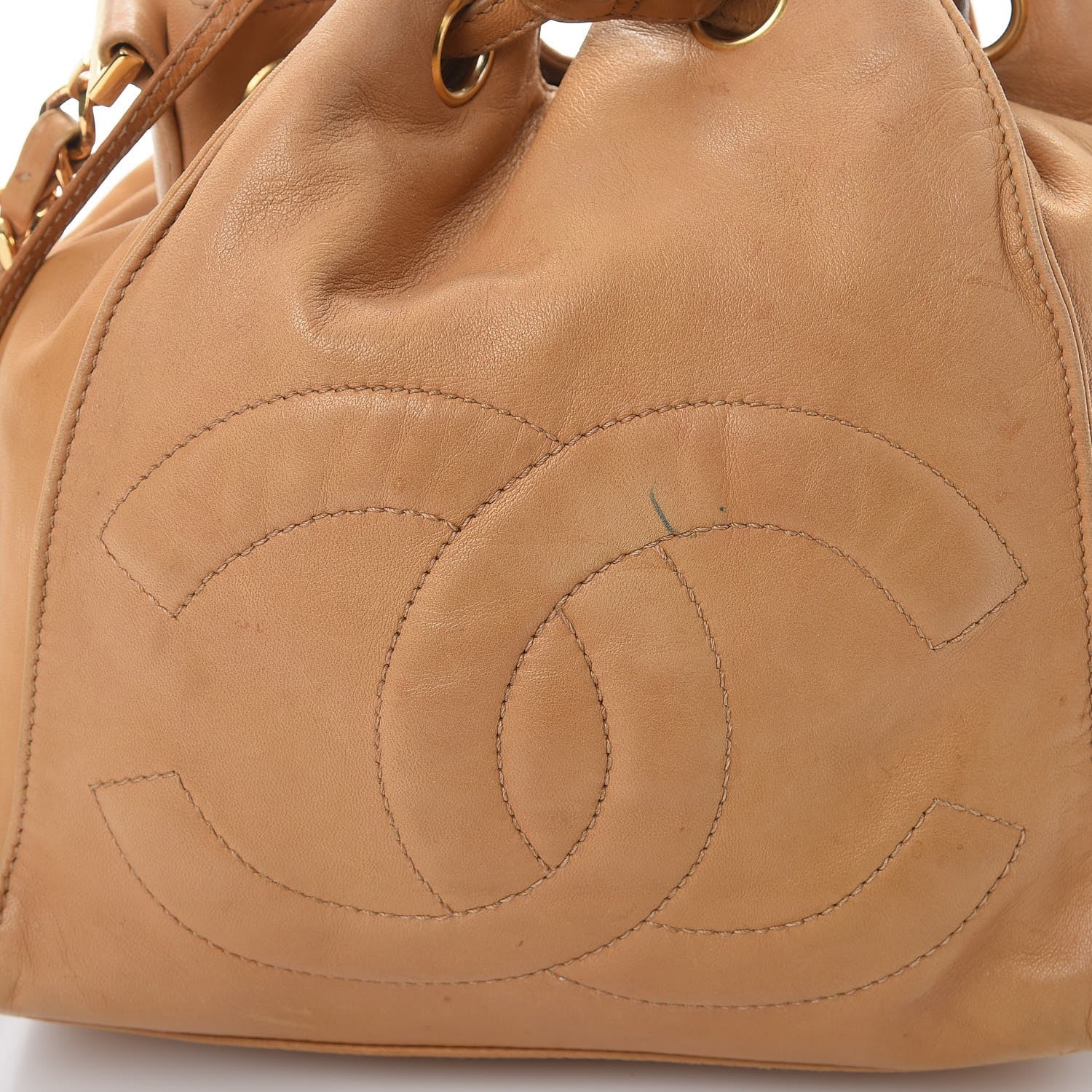 Chanel Lambskin CC Drawstring Bag Beige 11 of 17
