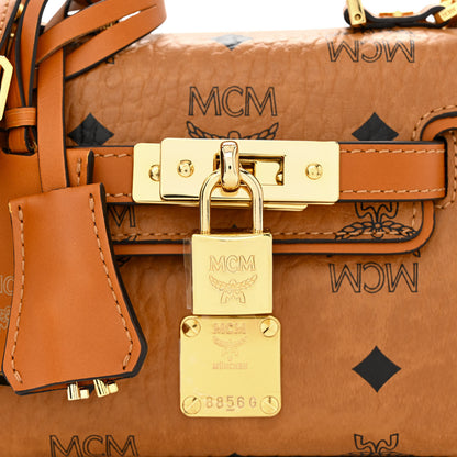 MCM Visetos X-Mini Heritage Top Handle Satchel Cognac 9 of 11