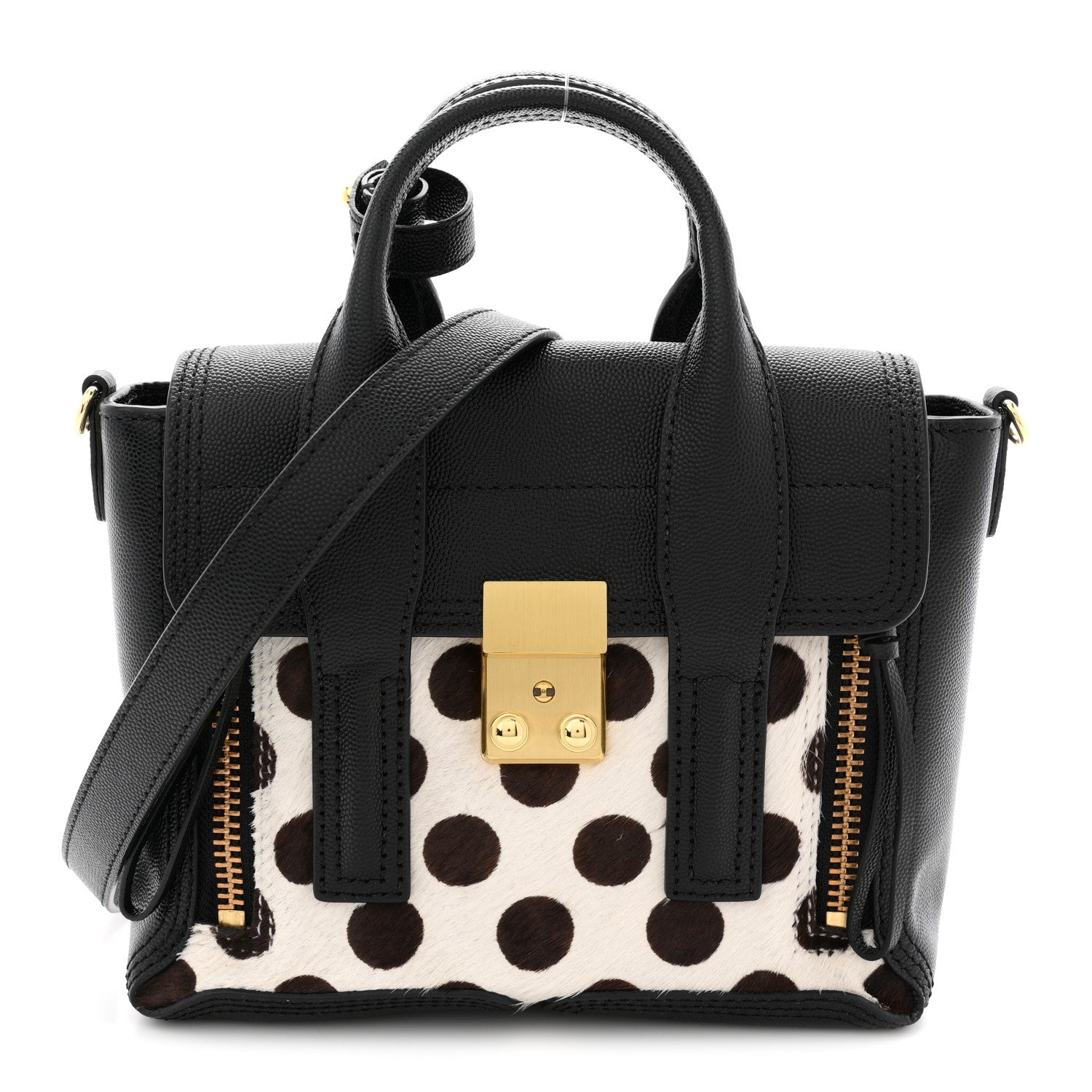 3.1 Phillip Lim Calf Hair Polka Dot Mini Pashli Satchel Black 1 of 10
