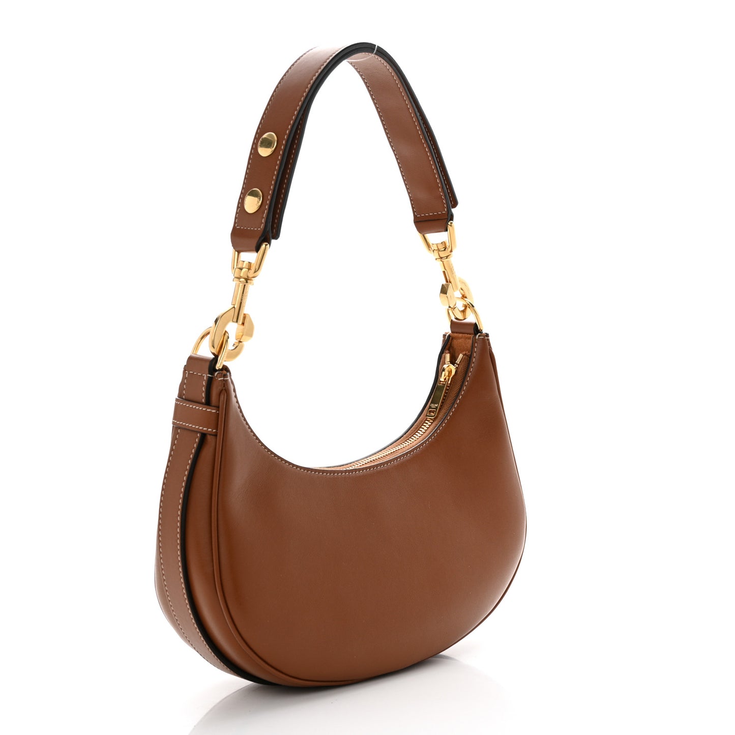 Smooth Calfskin Medium Strap Ava Shoulder Bag Tan