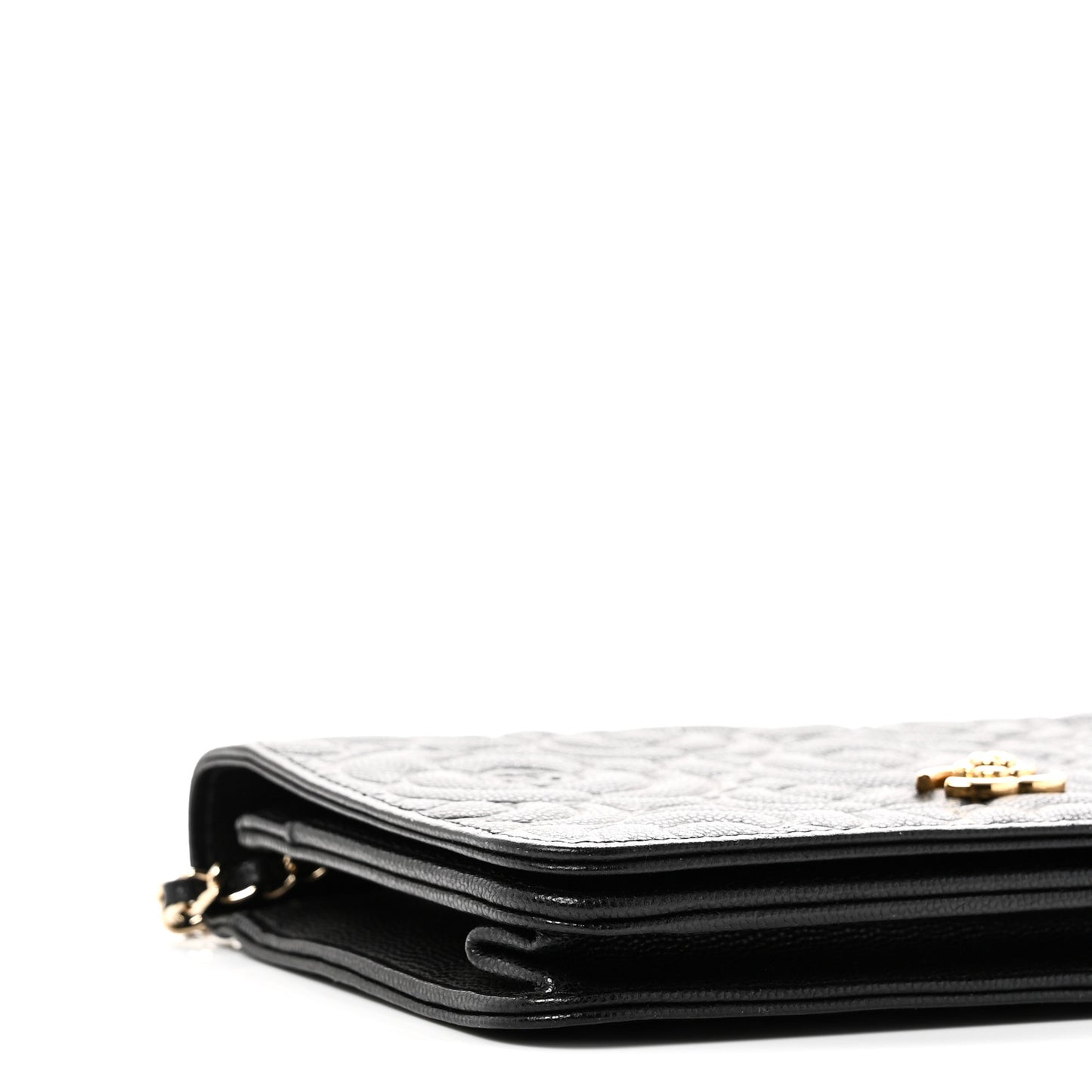 Caviar Camellia Embossed Wallet On Chain WOC Black