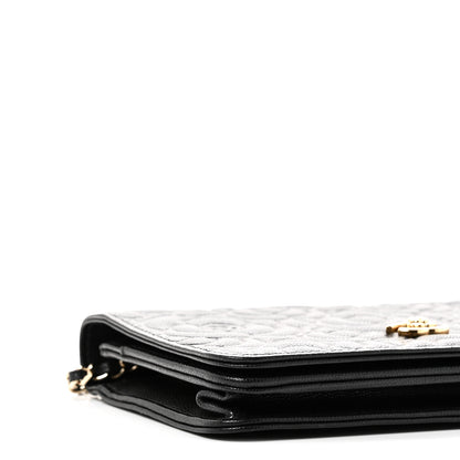 Chanel Caviar Camellia Embossed Wallet On Chain WOC Black 9 of 11