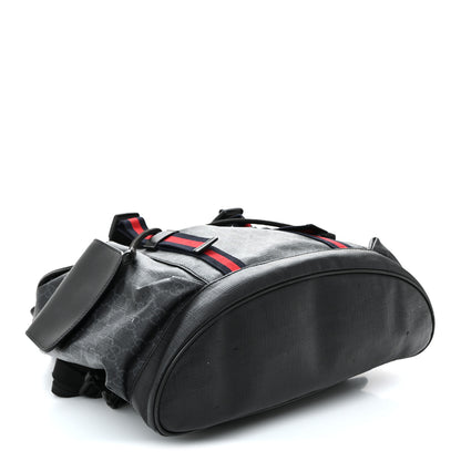 Gucci Soft GG Supreme Monogram Calfskin Web Double Buckle Backpack Black 4 of 13