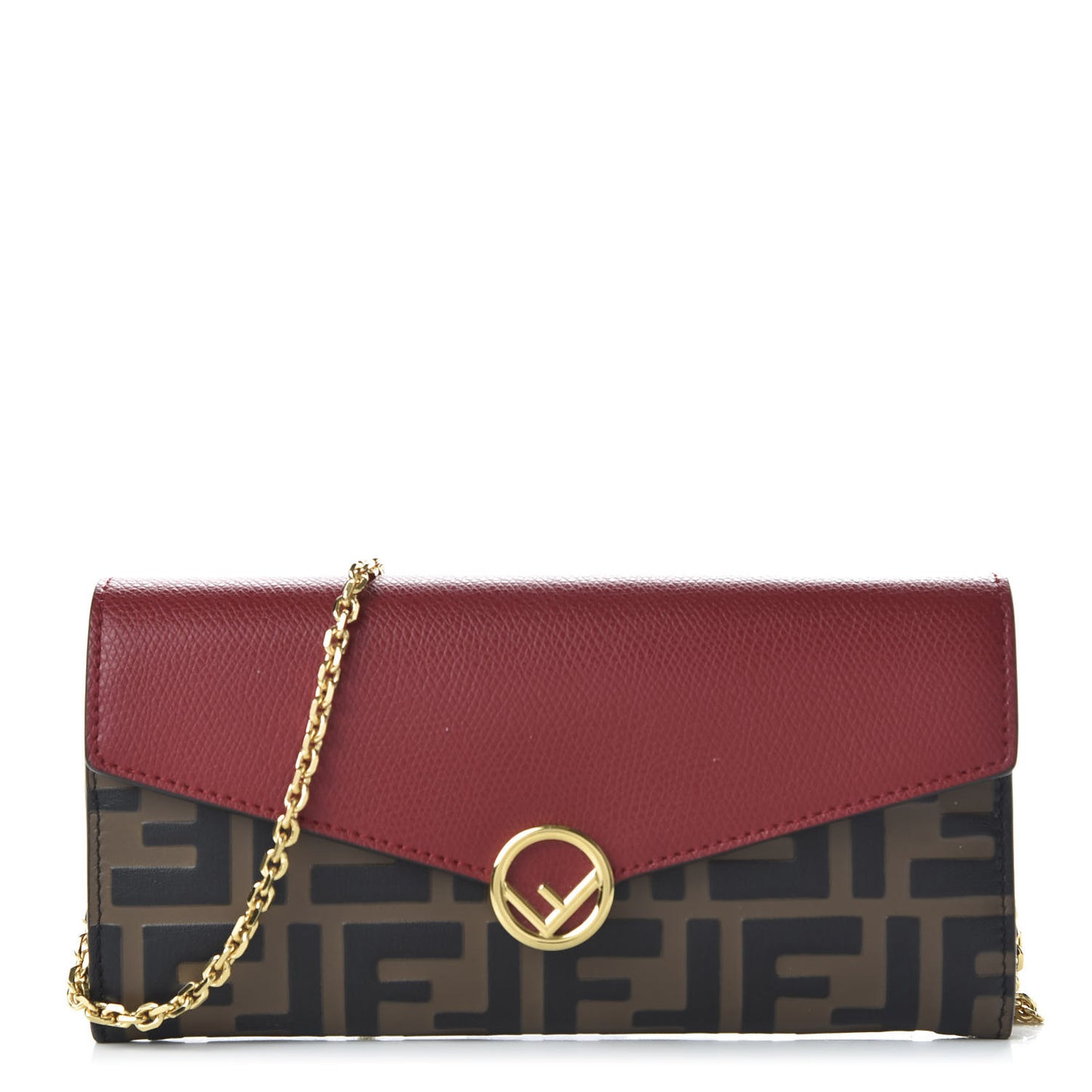 Vitello Cruise F is Fendi Bi-Color FF 1974 Embossed Continental Envelope Wallet On Chain Maya Black Fragola