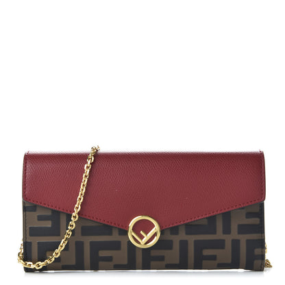 Fendi Vitello Cruise F is Fendi Bi-Color FF 1974 Embossed Continental Envelope Wallet On Chain Maya Black Fragola 1 of 11