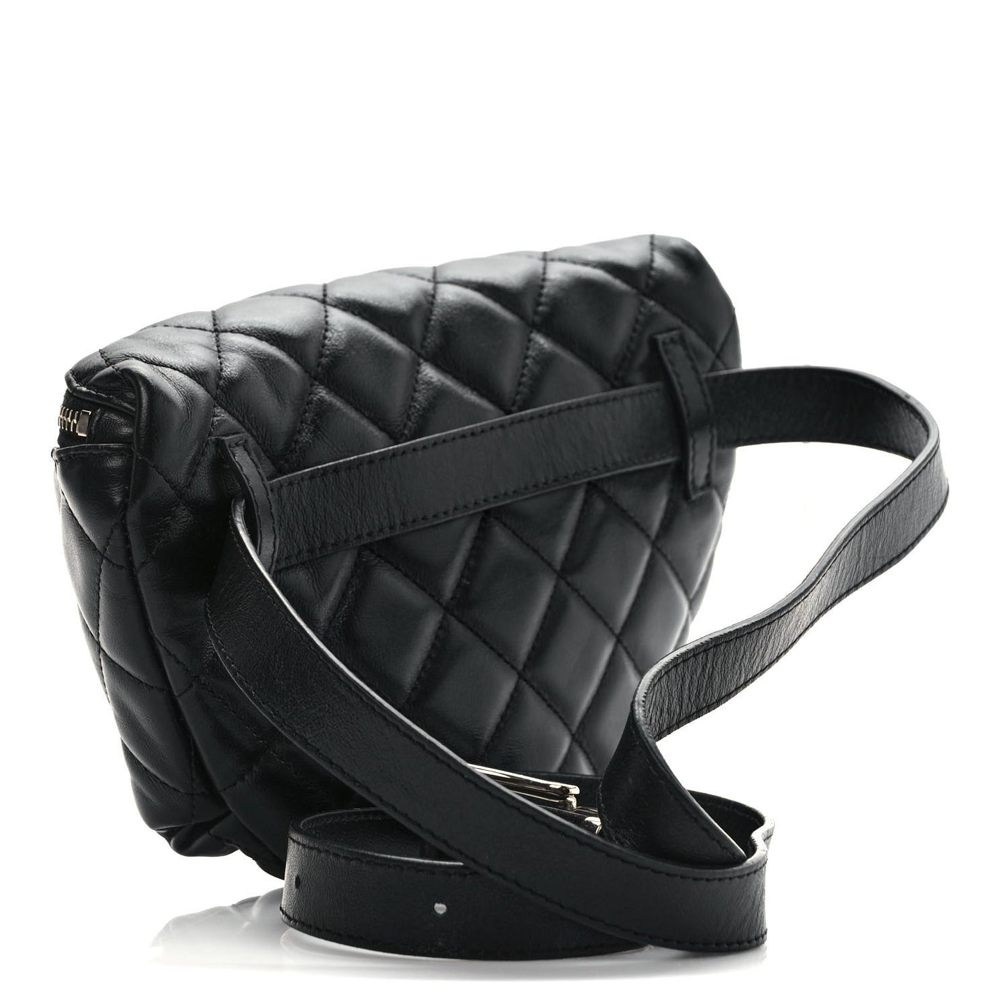 Calfskin Quilted Waist Belt Bag Black