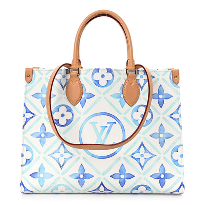 Louis Vuitton Monogram Tiles By The Pool Onthego MM Lagoon Blue 1 of 9