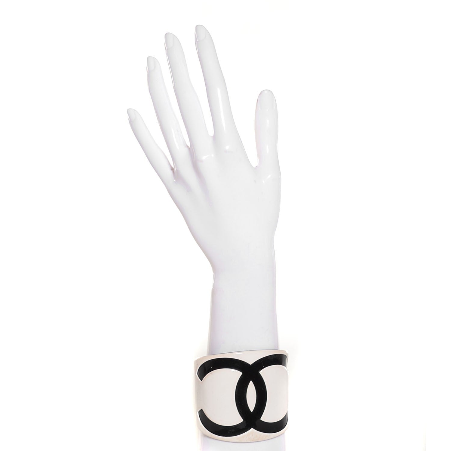 Chanel Resin CC Cuff Black White 2 of 5