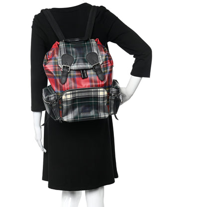 Burberry Laminated Tartan Patchwork Medium Rucksack Backpack Military Red 2 of 24