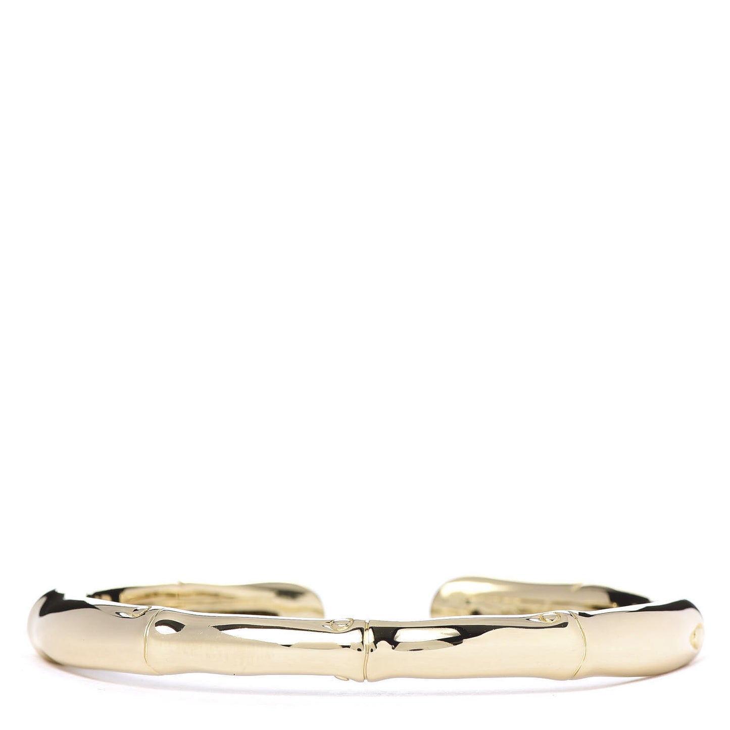 18K Yellow Gold Diamond Bamboo Kick Cuff Bracelet