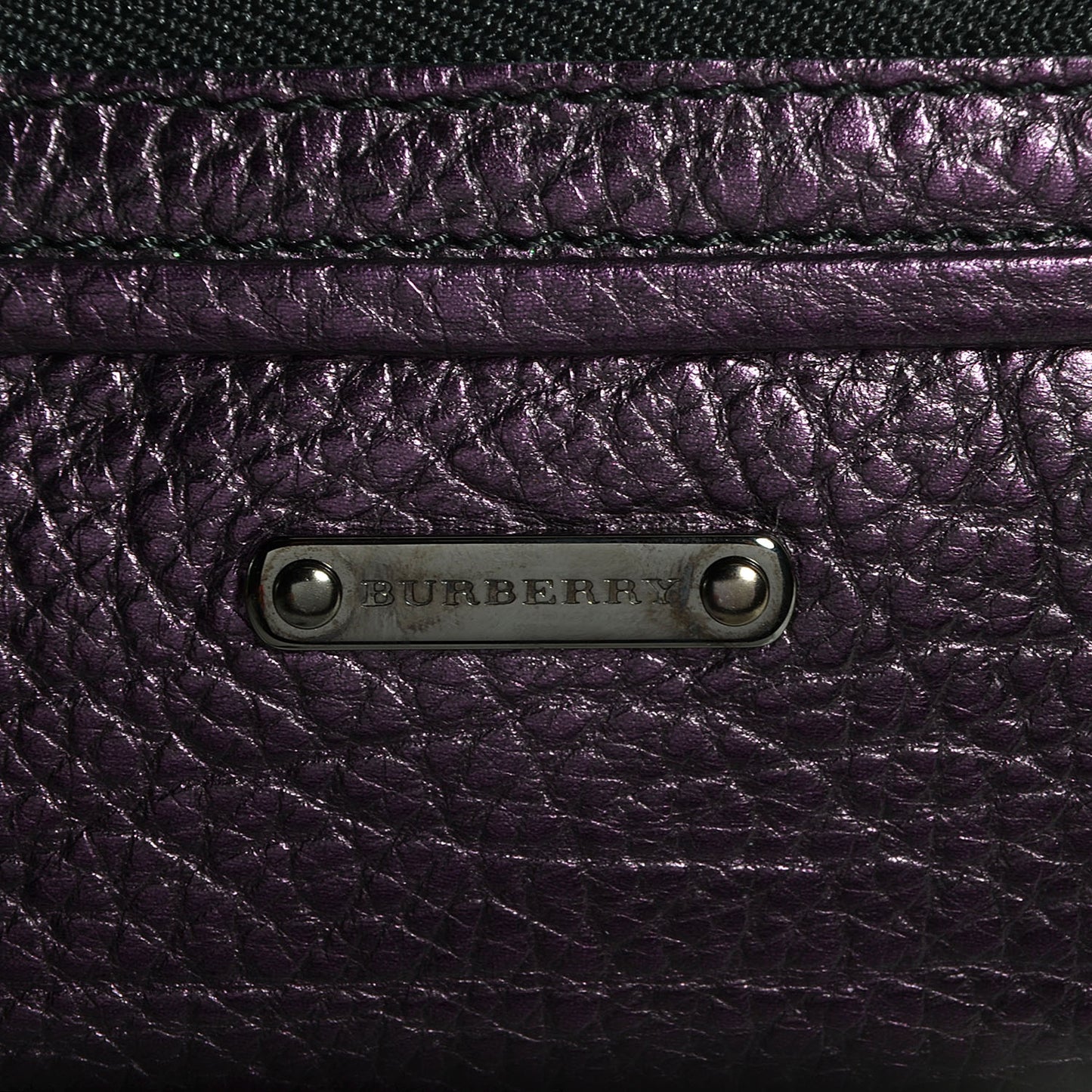 Metallic Grainy Calfskin Nevin Large Pouch Blackberry