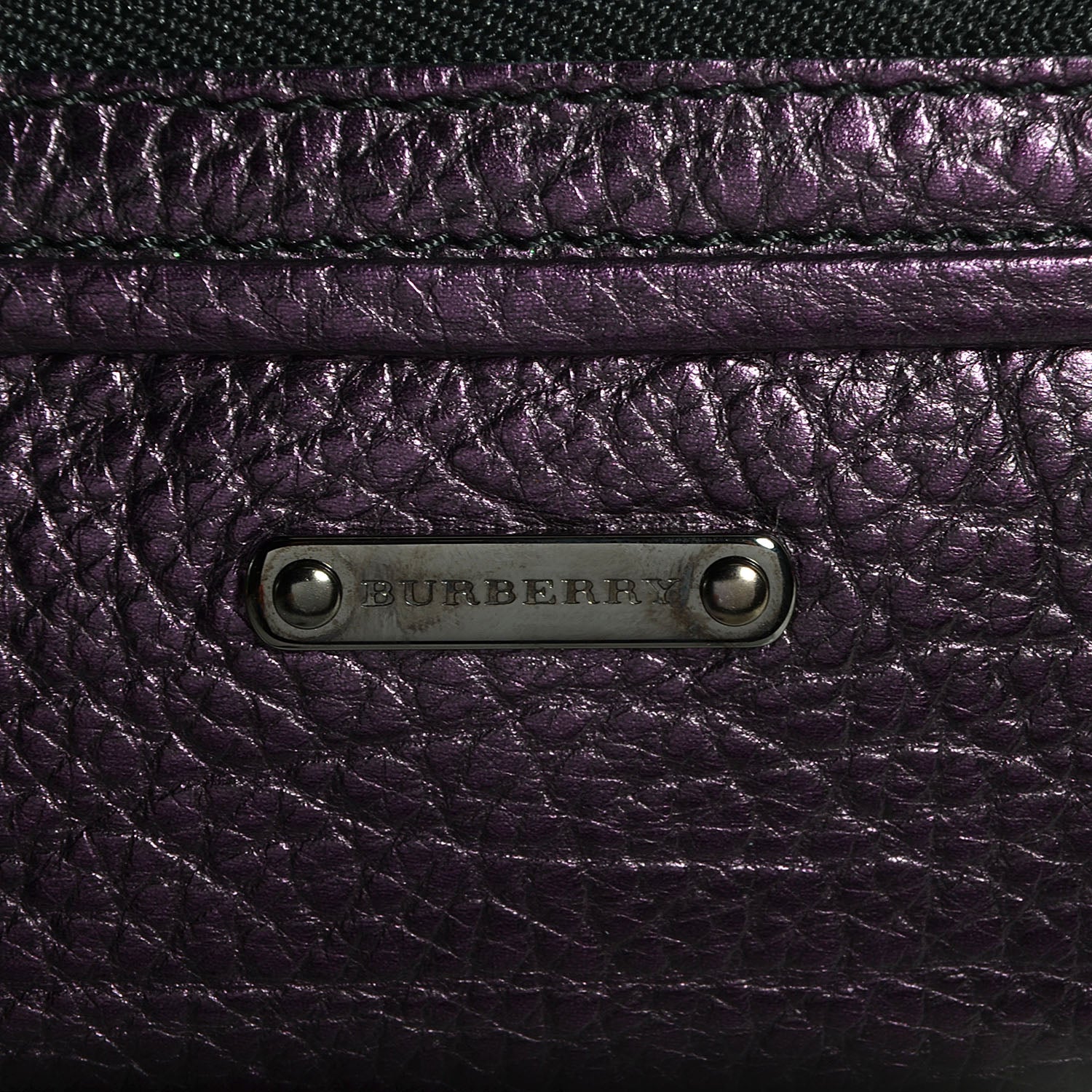Burberry Metallic Grainy Calfskin Nevin Large Pouch Blackberry 8 of 10