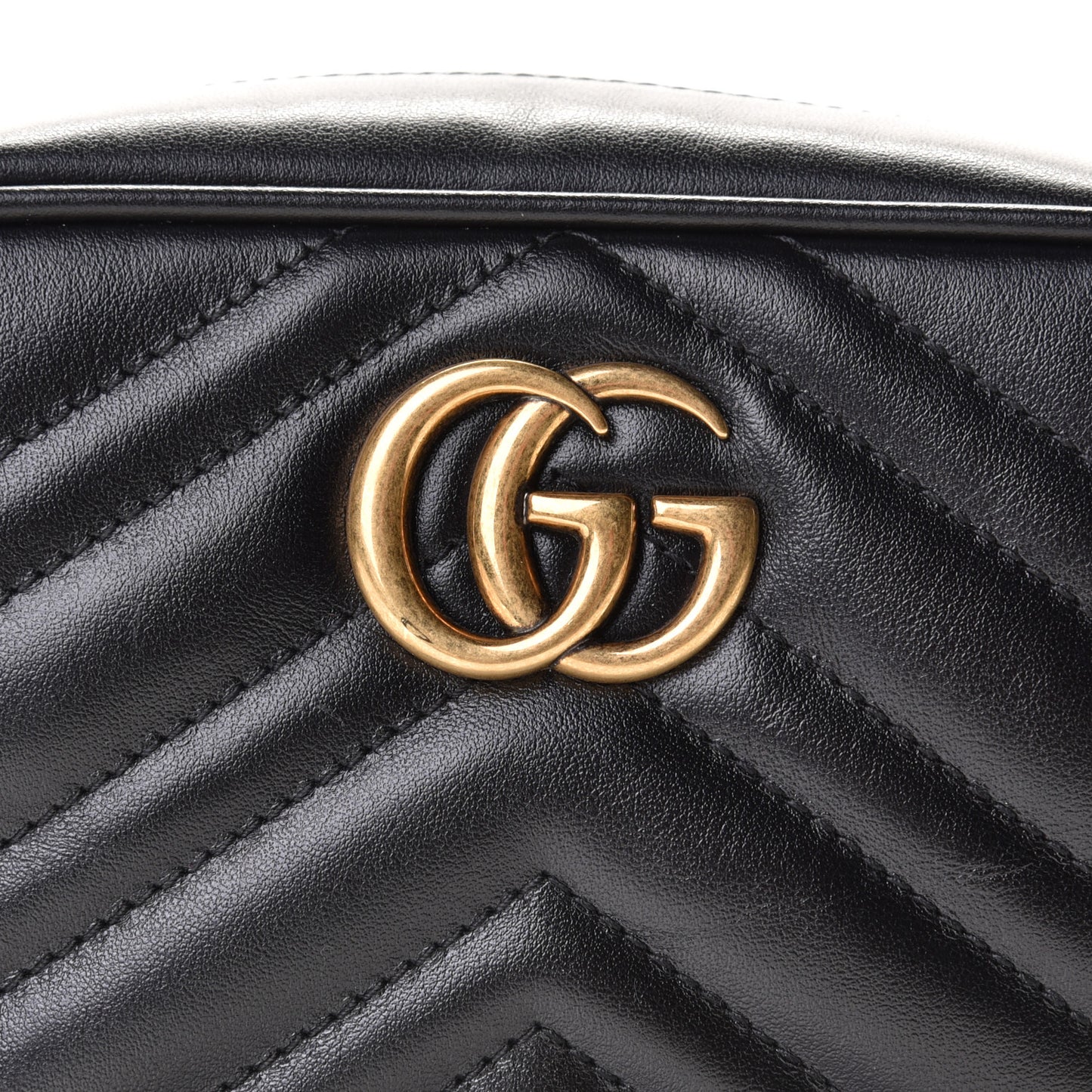 Calfskin Matelasse Mini GG Marmont Chain Shoulder Bag Black