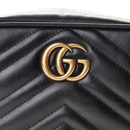 Gucci Calfskin Matelasse Mini GG Marmont Chain Shoulder Bag Black 6 of 10