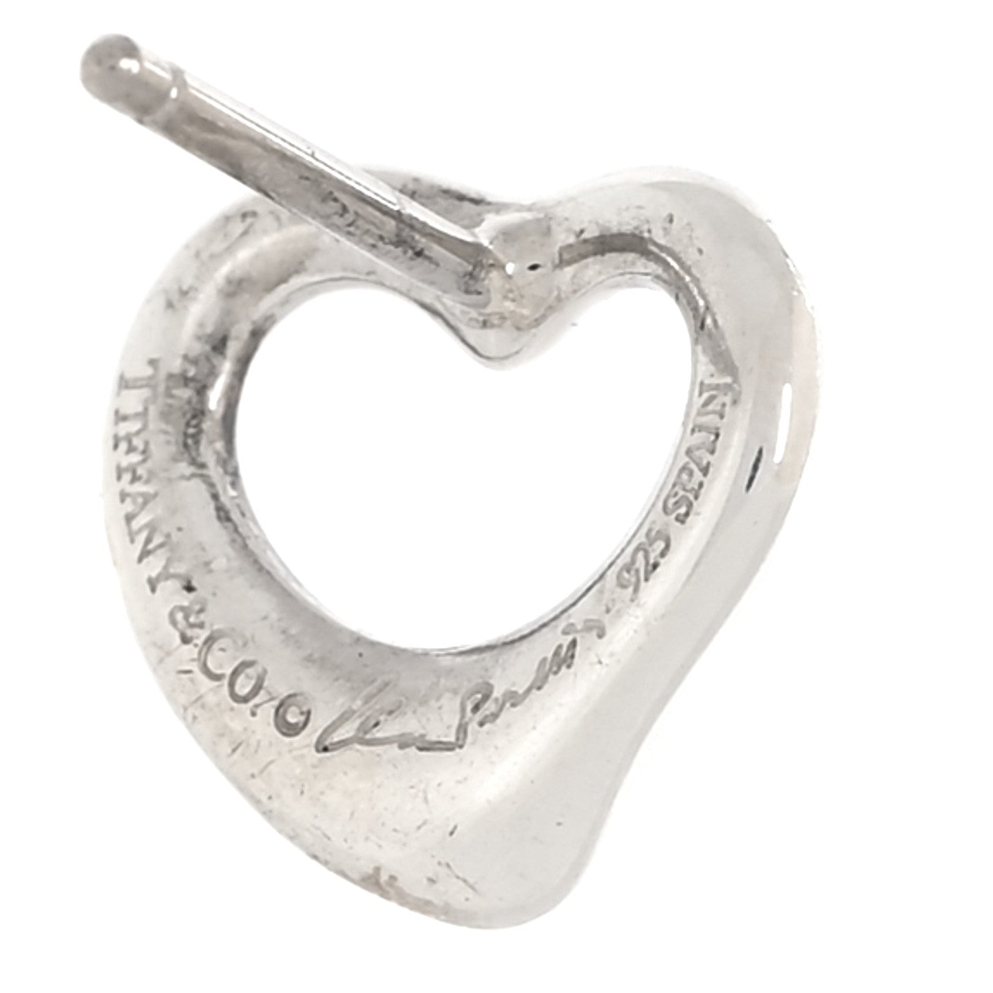 Tiffany Sterling Silver Elsa Peretti 11mm Open Heart Earrings 4 of 4