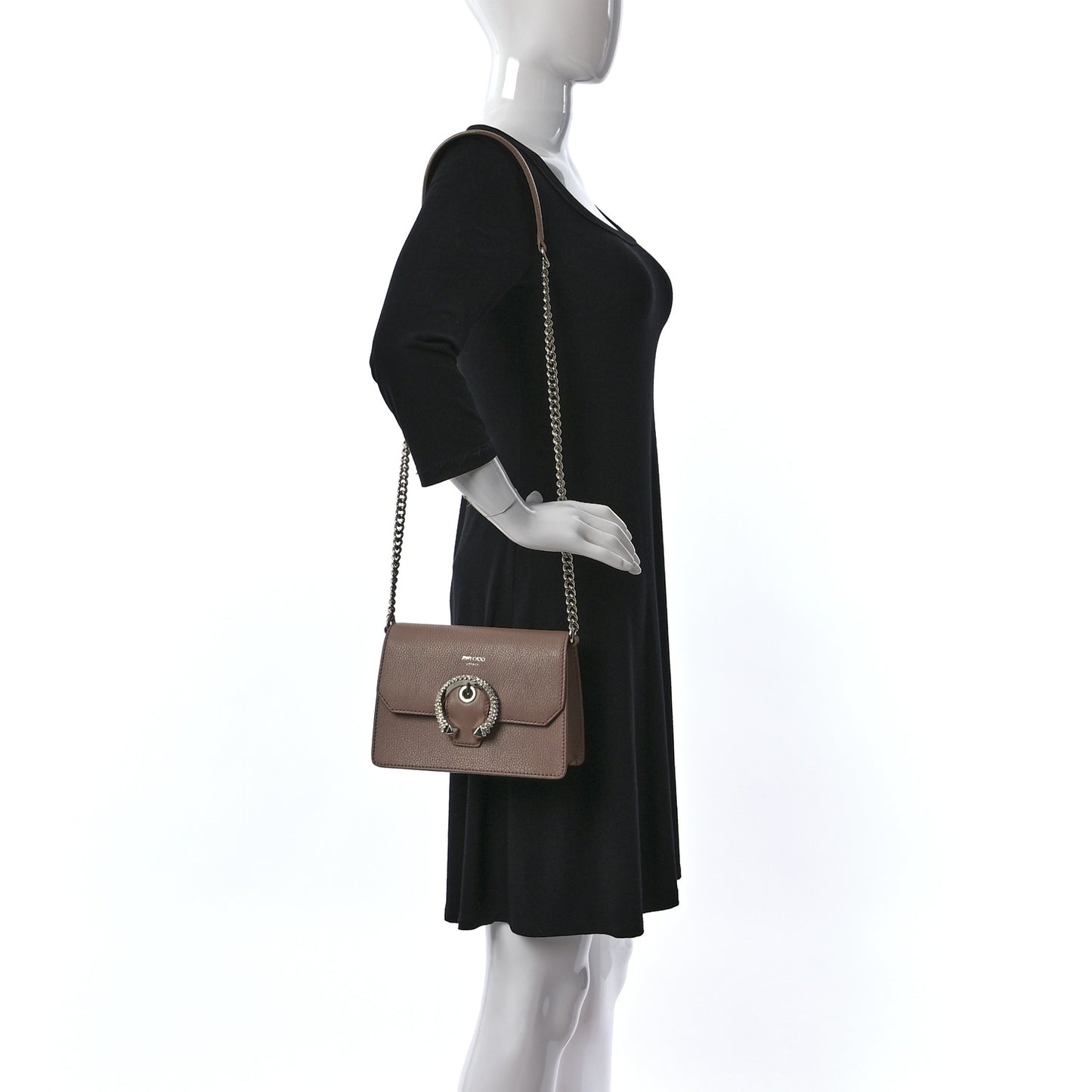 Calfskin Crystal Embellished Small Madeline Crossbody Bag Powder Pink
