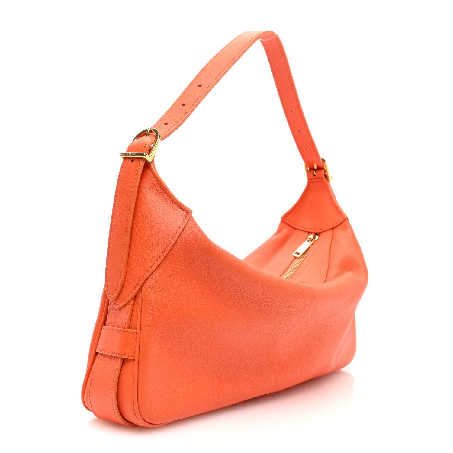 Celine Supple Calfskin Medium Romy Shoulder Bag Pop Orange 3 of 9