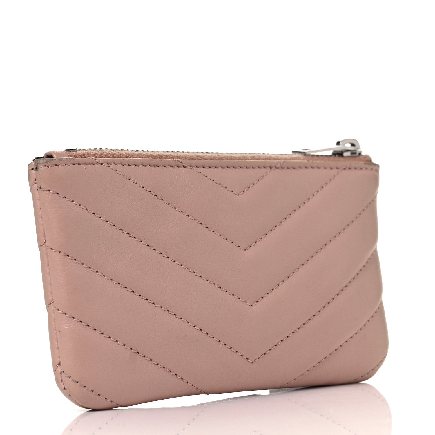 Saint Laurent Calfskin Matelasse Monogram Key Pouch Light Taupe 3 of 10