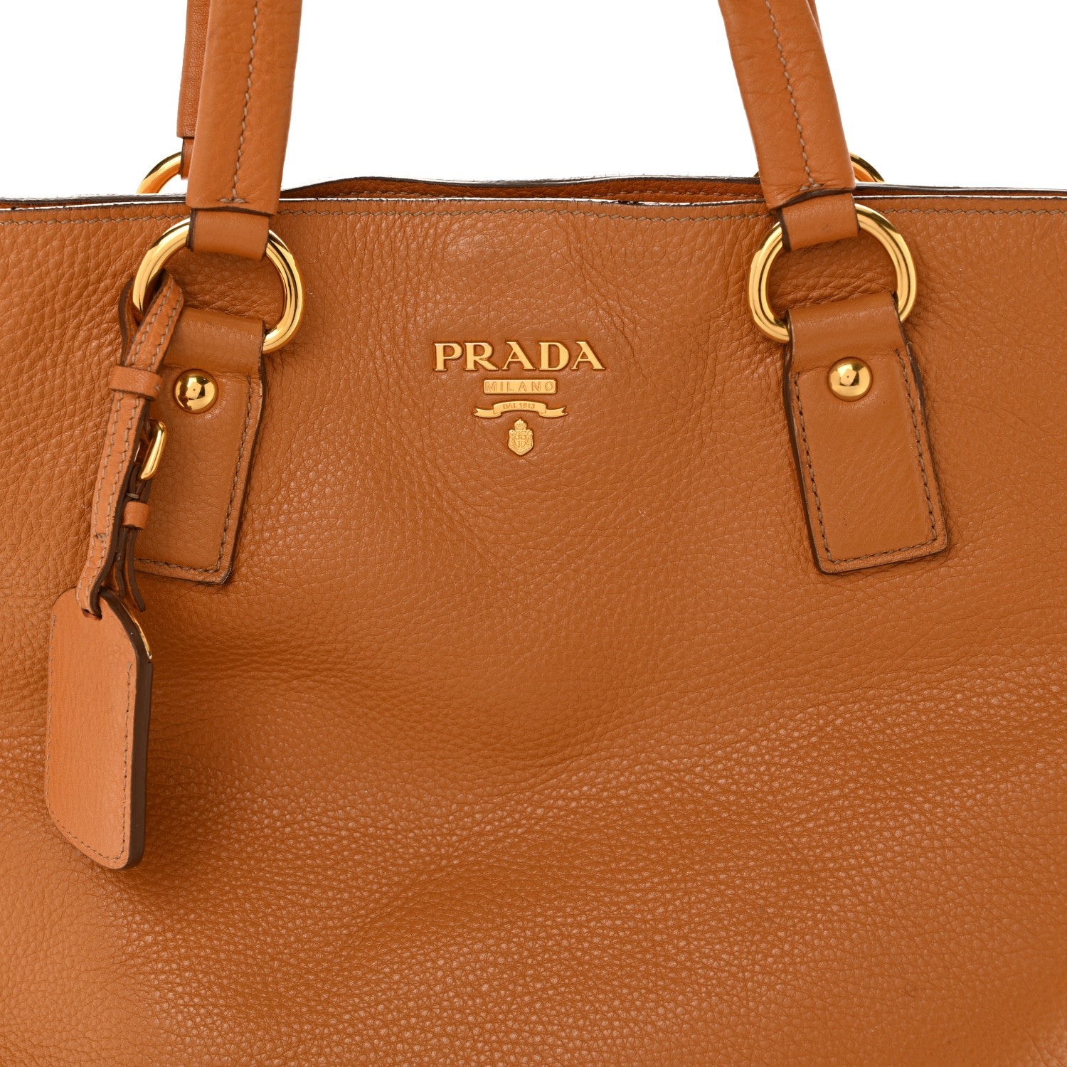 Prada Vitello Daino Side Zip Shopper Tote Caramel 8 of 15