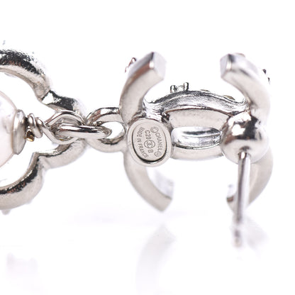 Chanel Crystal Pearl Imperial Bow Earrings Silver 4 of 5