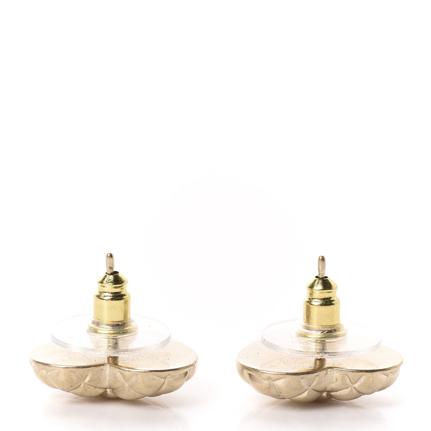 Quilted CC Heart Earrings Gold