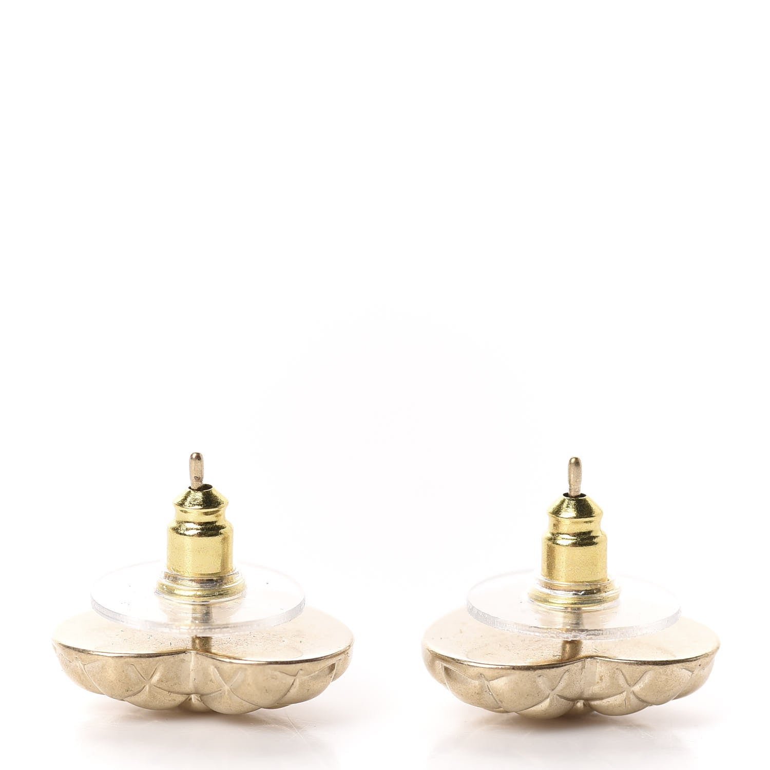 Chanel Quilted CC Heart Earrings Gold 3 of 5