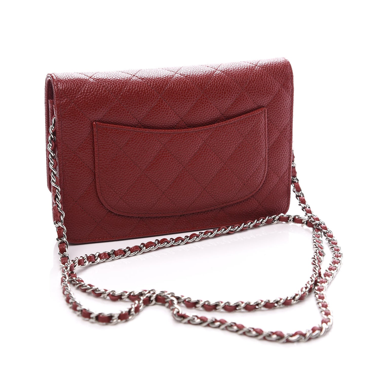 Caviar Quilted Wallet on Chain WOC Red