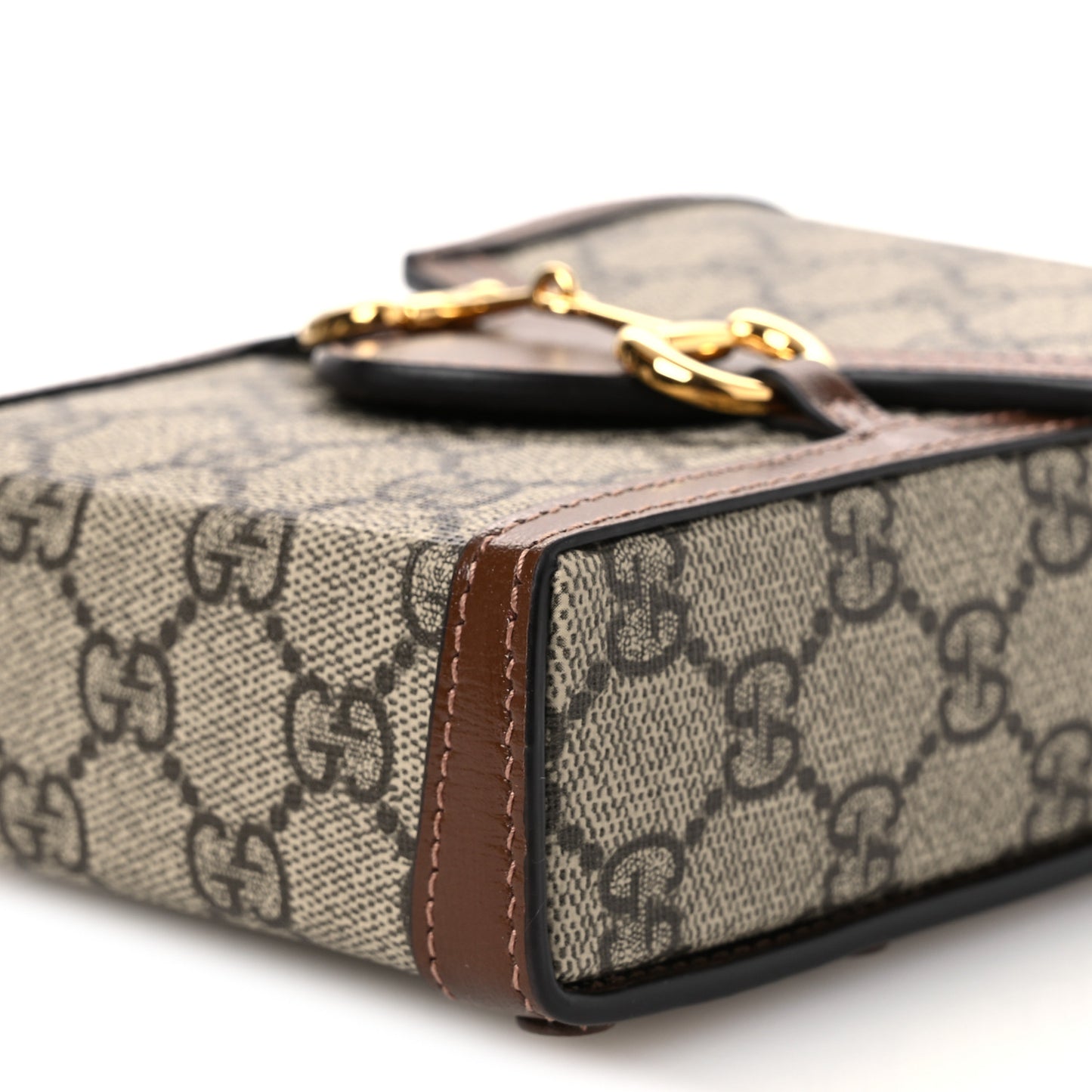 GG Supreme Monogram Mini Horsebit 1955 Crossbody Bag Beige Brown Sugar