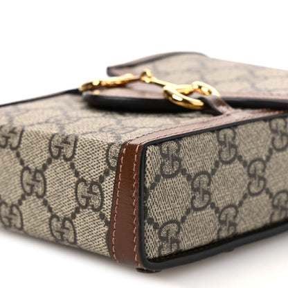 Gucci GG Supreme Monogram Mini Horsebit 1955 Crossbody Bag Beige Brown Sugar 10 of 11