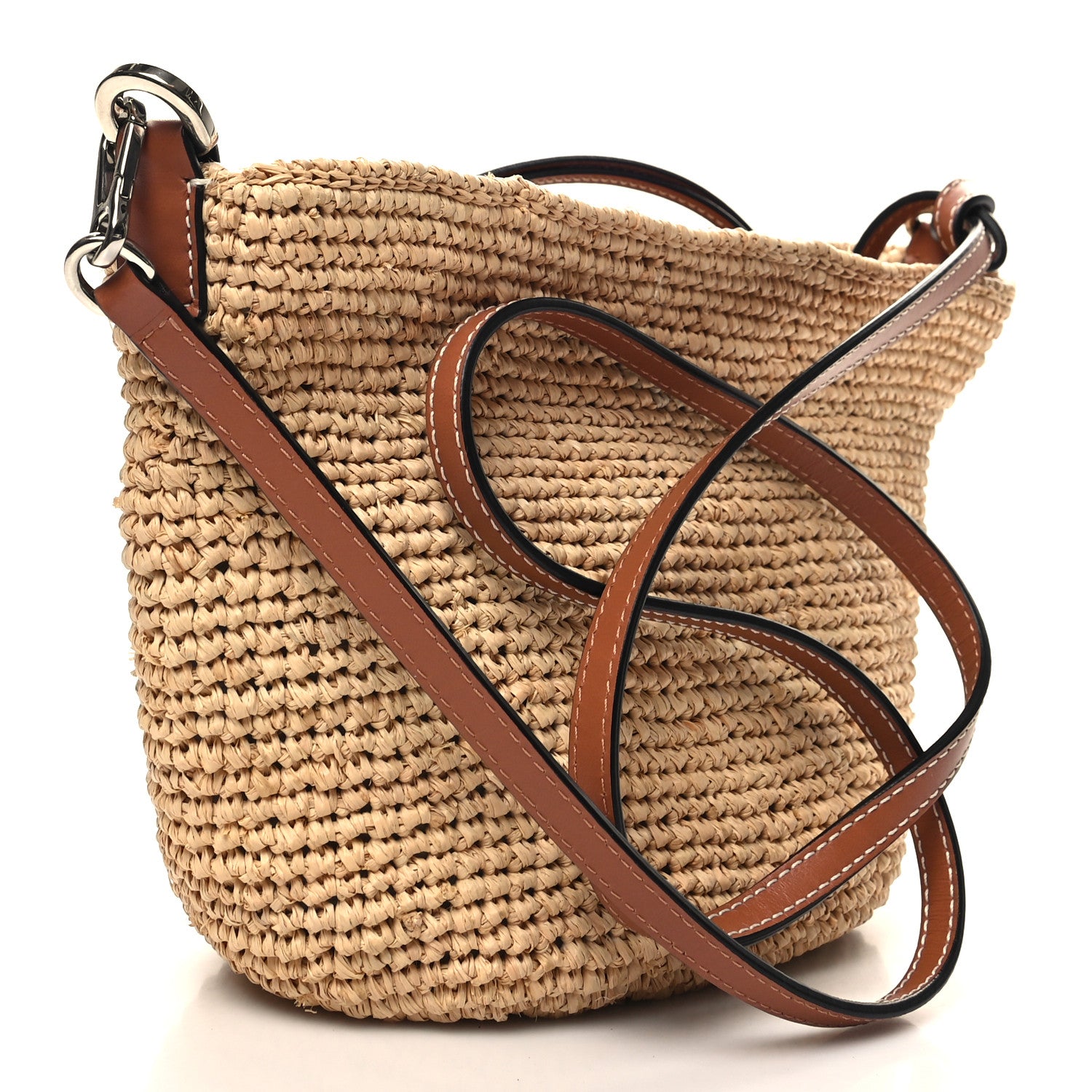 Loewe Calfskin Raffia Paulas Ibiza Pochette Bag Natural Tan 3 of 10