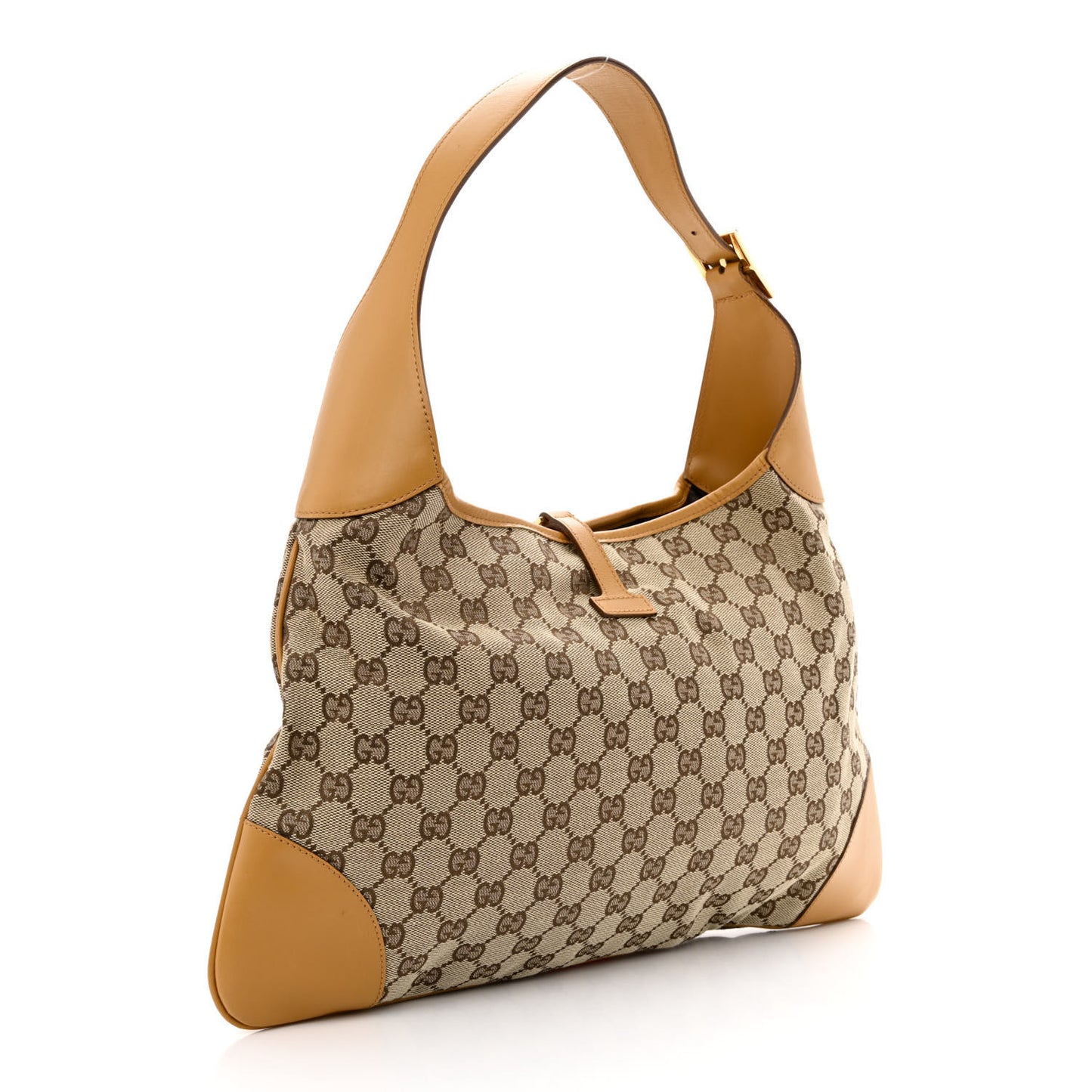 Monogram Lobster Clasp Jackie O Hobo Red Beige