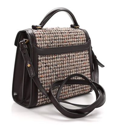 Saint Laurent Tweed Calfskin Mini Classic Monogram Cassandra Top Handle Umber 2 of 11